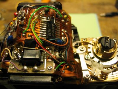 Minolta XD7 : le curseur multipistes du sélecteur de modes
