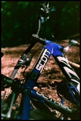 Mon VTT
Une de mes premières photos en argentique, prise dans les bois ...
objectif Minolta 50mm + polariseur, pellicule 400 ASA
