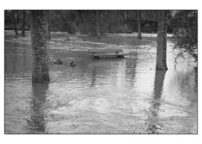 Un banc les pieds dans l'eau
