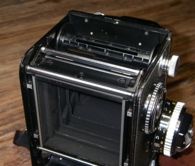 Vue du palpeur d'un Rolleiflex 3,5F
