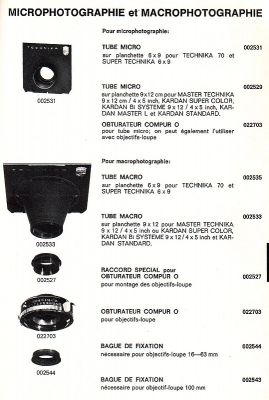 dispositif macro, catalogue Linhof 1976
