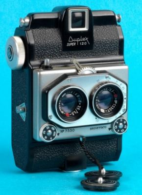 Duplex 120 Super
Appareil stéréo pour photo stéréo 25 x 25 côte à côte sur film 120
Mots-clés: Duplex stereo