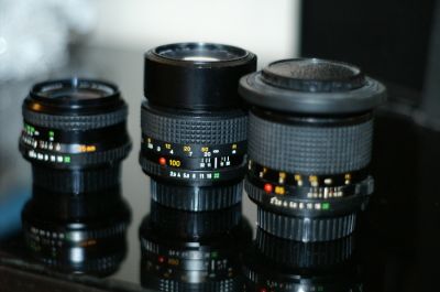 Minolta MD 35mm, 100mm, 85mm
